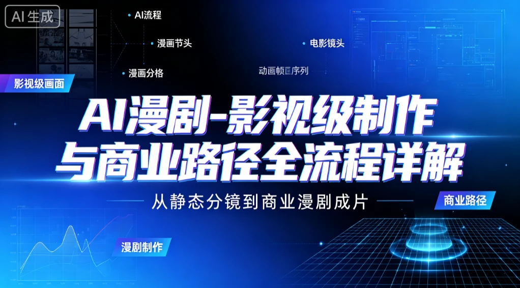 【精】AI 漫剧-影视级制作与商业路径全流程详解，从静态分镜到商业漫剧成片-淘米帮