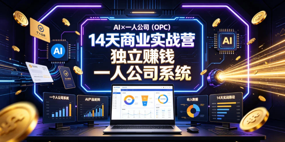 【精】AI×一人公司(OPC)14天商业实战营,用AI帮你搭建一个属于你自己的、能独立賺钱的一人公司系统-淘米帮