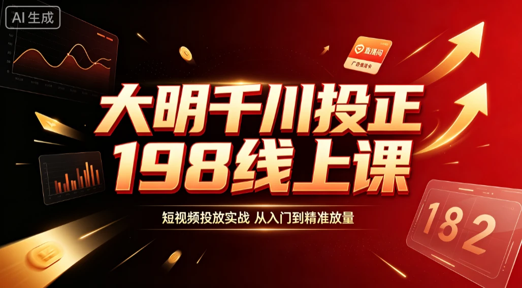 【精】大明千川投正198线上课，短视频投放实战，从入门到精准放量-淘米帮