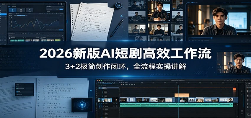 【精】2026新版AI短剧高效工作流：3+2极简创作闭环，全流程实操讲解，Seedance 2.0工作流，带你玩转新流程极速赚钱-淘米帮