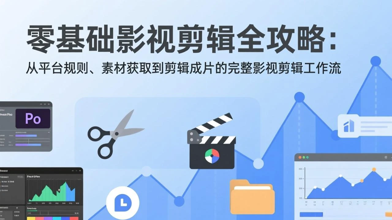 【精】零基础影视剪辑全攻略：从平台规则、素材获取到剪辑成片的完整影视剪辑工作流-淘米帮