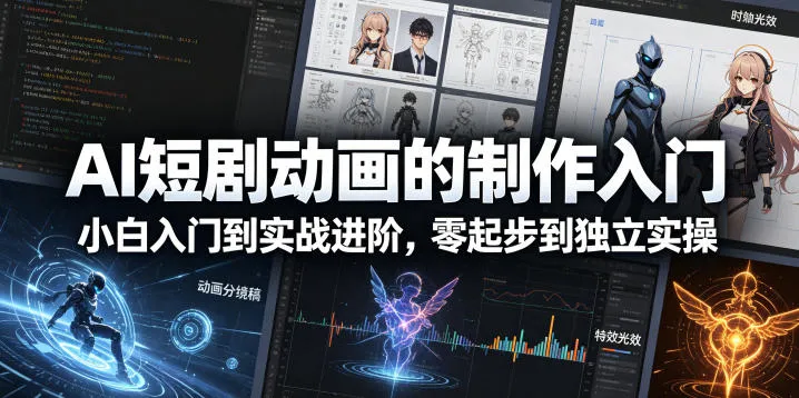 【精】AI短剧动画的制作入门，小白入门到实战进阶，零起步到独立实操-淘米帮
