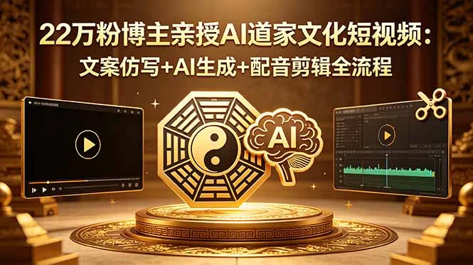 22万粉博主亲授AI道家文化短视频:文案仿写+AI生成+配音剪辑全流程-淘米帮