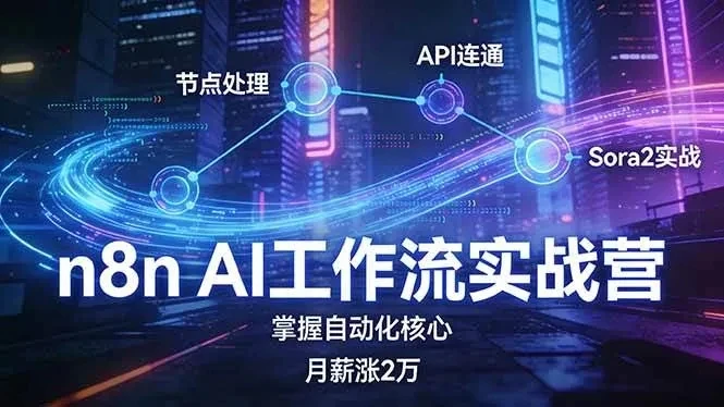 【精】n8n AI工作流实战营，节点处理+API连通+Sora2实战，掌握自动化核心月薪涨2万-淘米帮