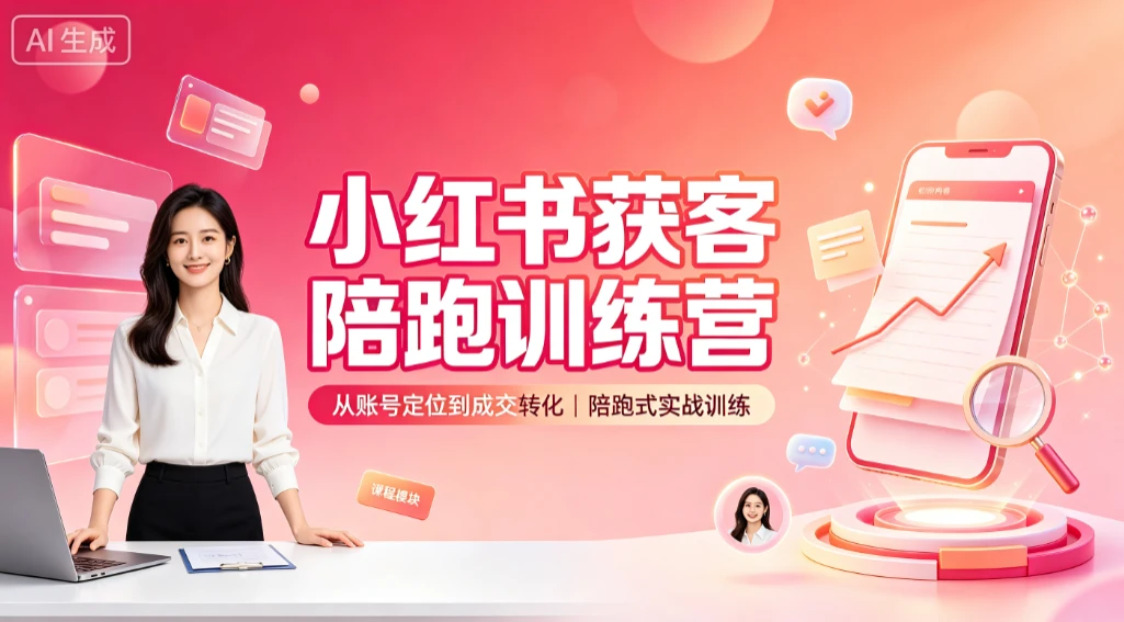 【精】小红书获客陪跑训练营,从账号定位到成交转化,陪跑式实战训练-淘米帮