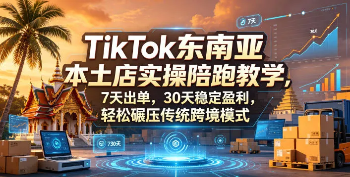 【精】TikTok东南亚本土店实操陪跑教学，7天出单，30天稳定盈利，轻松碾压传统跨境模式-淘米帮