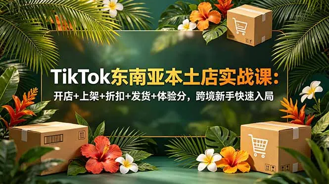 【精】TikTok东南亚本土店实战课：开店+上架+折扣+发货+体验分，跨境新手快速入局-淘米帮