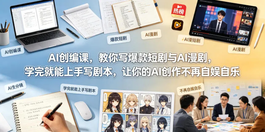 【精】AI创编课,教你写爆款短剧与AI漫剧,学完就能上手写剧本,让你的AI创作不再自娱自乐(更新0521)-淘米帮