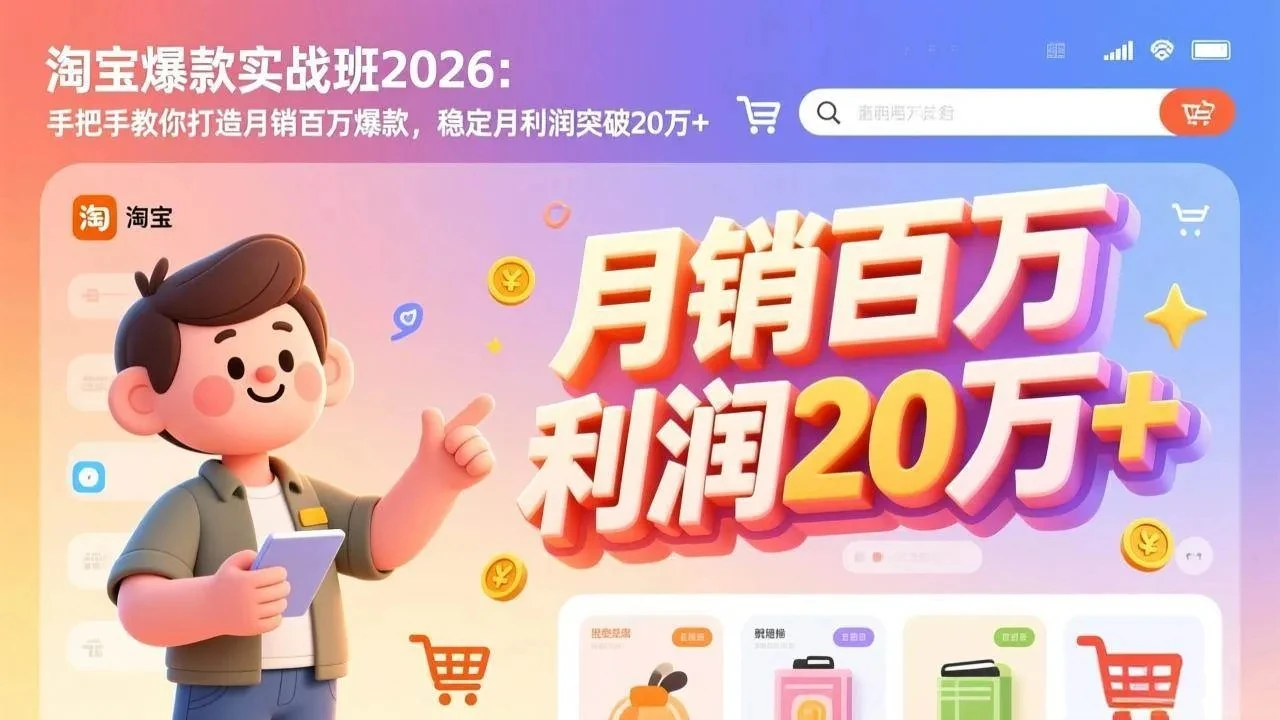 【精】淘宝爆款实战班2026：手把手教你打造月销百万爆款，稳定月利润突破20万+-淘米帮