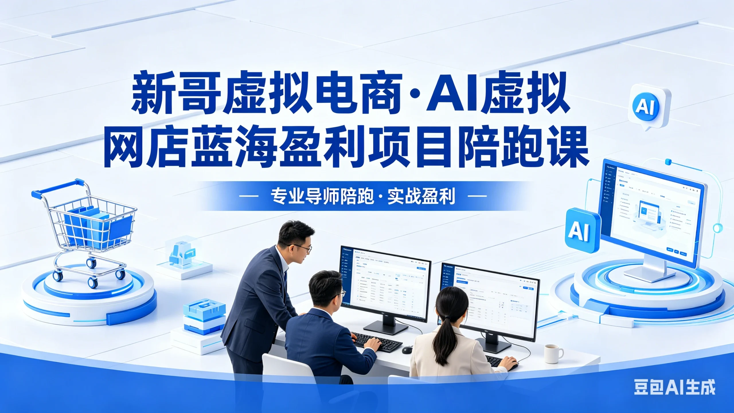 【精】新哥虚拟电商：AI虚拟网店蓝海盈利项目陪跑课，零货源开店运营全流程：选品+上架+发货+避坑+运营起店-淘米帮