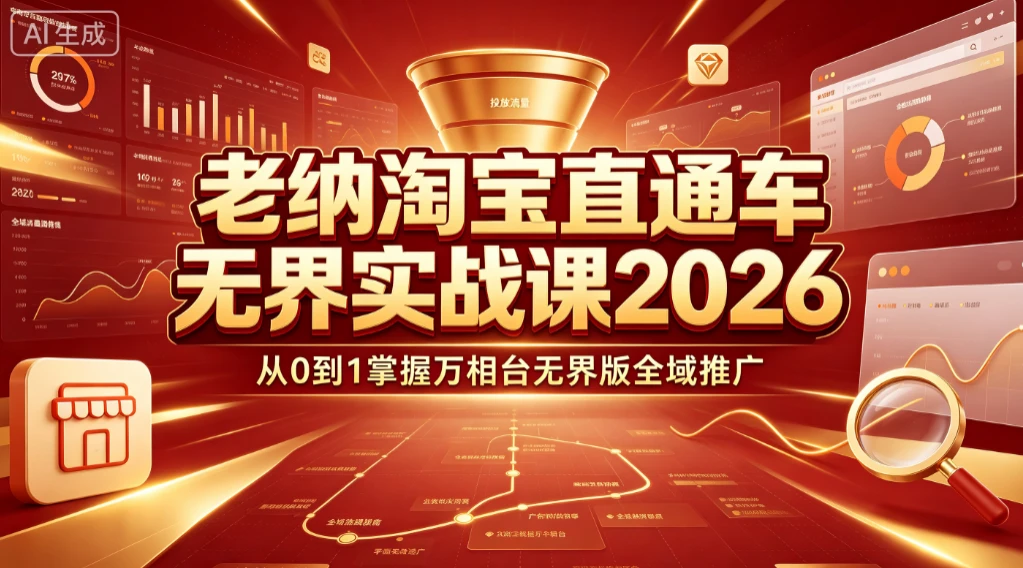 【精】老纳淘宝直通车无界实战课2026：从0到1掌握万相台无界版全域推广-淘米帮