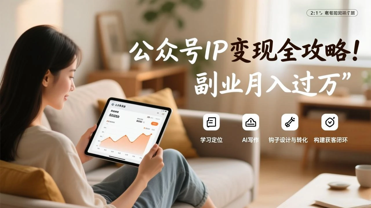 【精】公众号IP变现全攻略，学习定位、AI写作、钩子设计与转化，构建获客闭环，副业月入过万-淘米帮