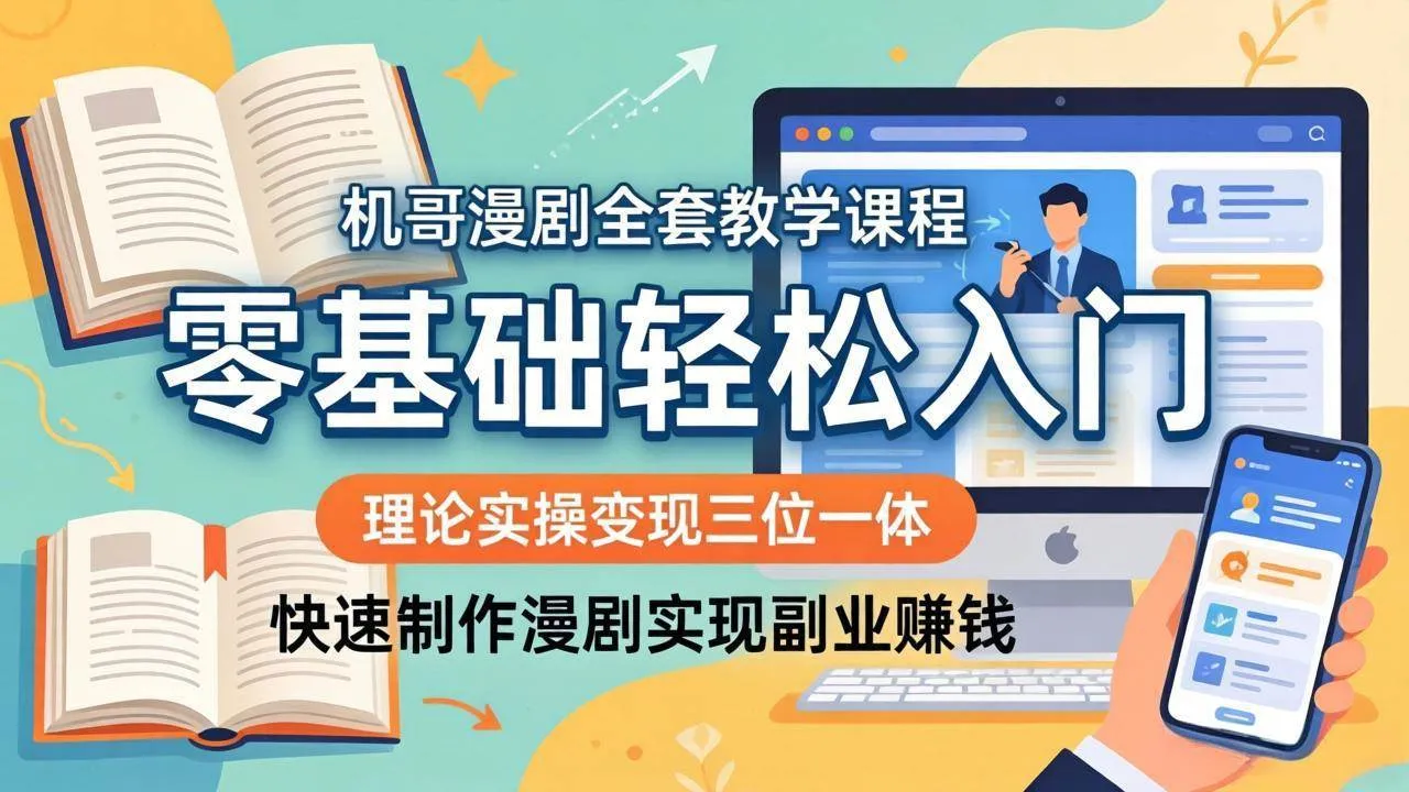 【精】飞机哥漫剧全套教学课程,理论实操变现三位一体,零基础轻松入门,快速制作漫剧实现副业赚钱-淘米帮