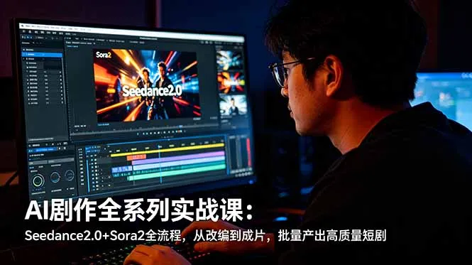 【精】AI剧作全系列实战课:Seedance2.0+Sora2全流程,从改编到成片,批量产出高质量短剧-淘米帮
