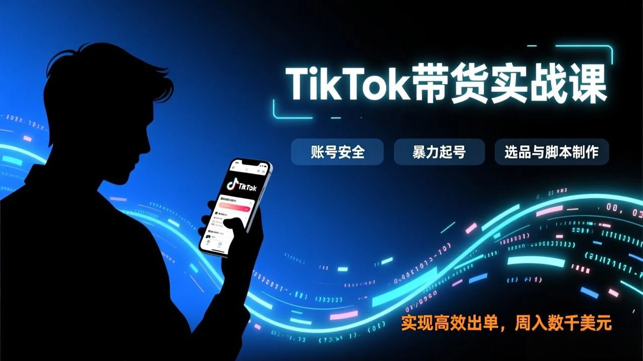 【精】TikTok带货实战课，涵盖账号安全、暴力起号、选品与脚本制作，实现高效出单，周入数千美元-淘米帮