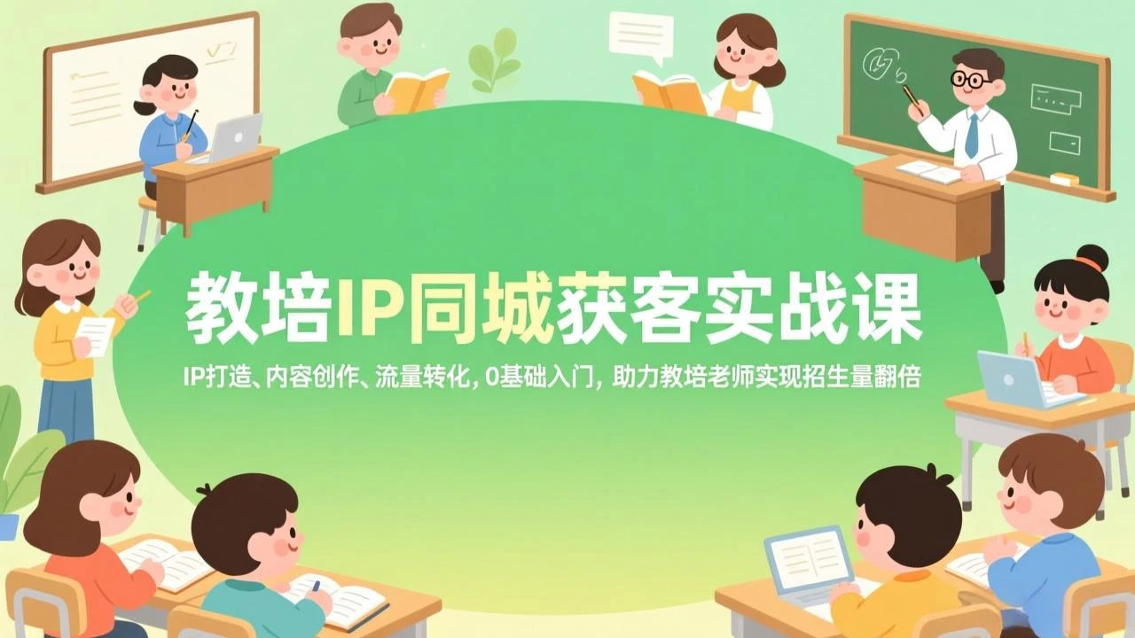 【精】教培IP同城获客实战课，IP打造、内容创作、流量转化，0基础入门，助力教培老师实现招生量翻倍-淘米帮