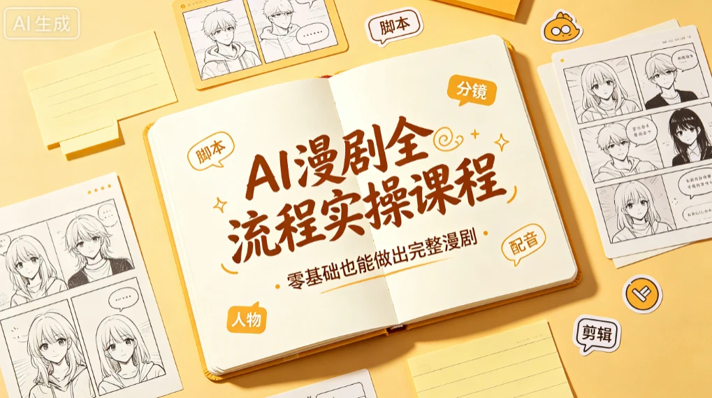 【精】AI漫剧全流程实操课程读书卡,零基础也能做出完整漫剧-淘米帮