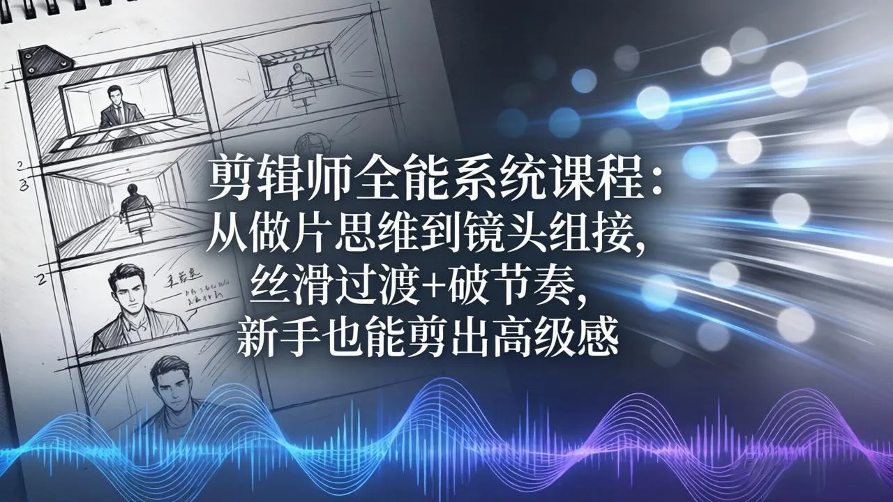 【精】剪辑师全能系统课程:从做片思维到镜头组接,丝滑过渡+破节奏,新手也能剪出高级感-淘米帮