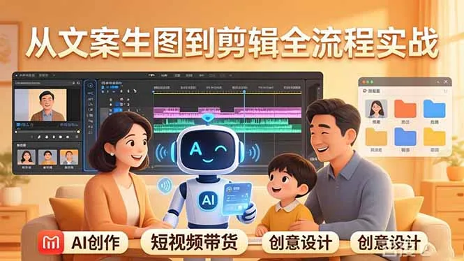 【精】原创 AI 剧情短视频带货:AI+家庭剧情+带货广告,从文案生图到剪辑全流程实战-淘米帮