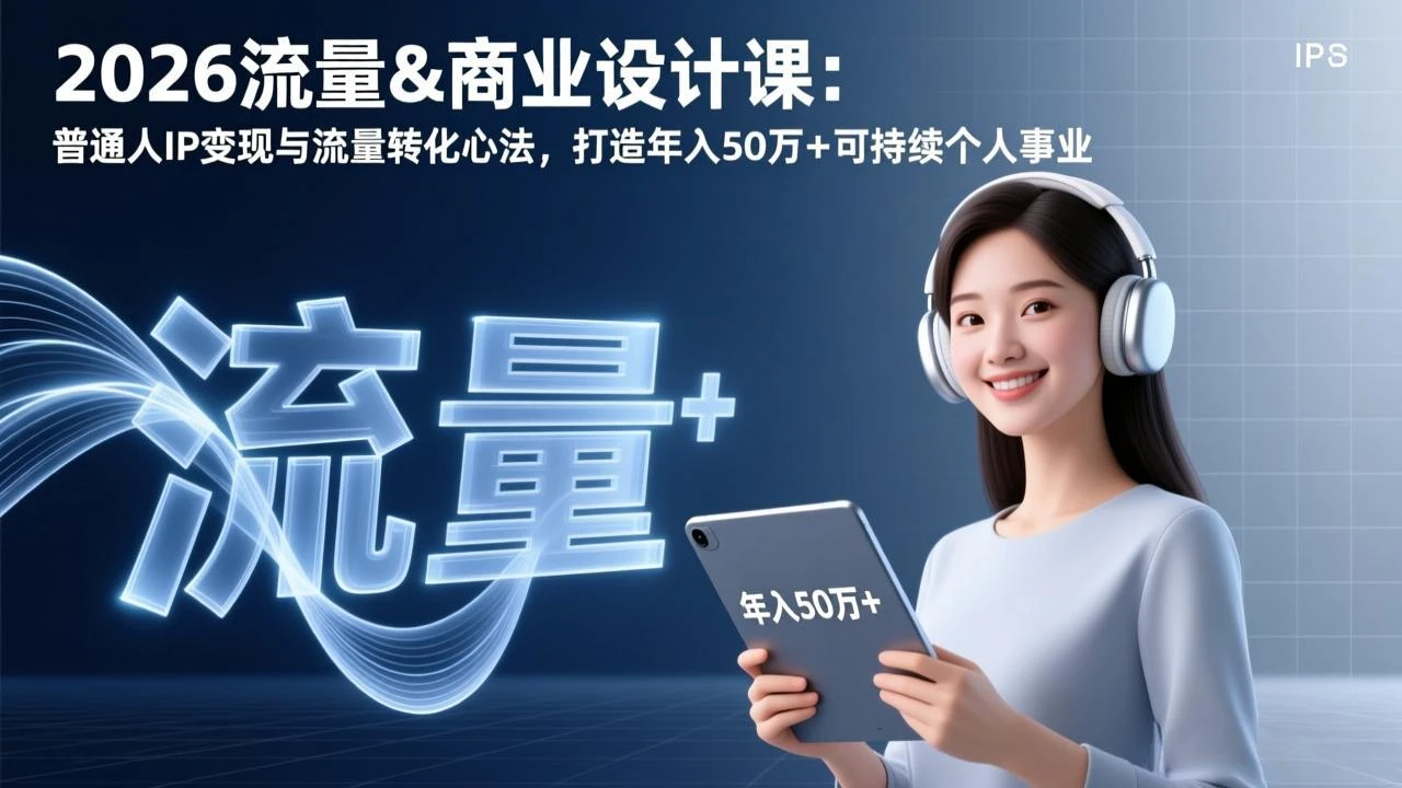 【精】2026流量&商业设计课：普通人IP变现与流量转化心法，打造年入50万+可持续个人事业-淘米帮