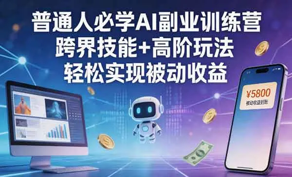 【精】普通人必学AI副业训练营，跨界技能+高阶玩法，轻松实现被动收益-淘米帮