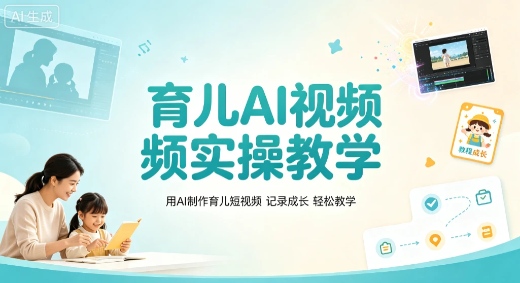 【精】育儿AI视频实操教学，用AI制作育儿短视频，记录成长轻松教学-淘米帮