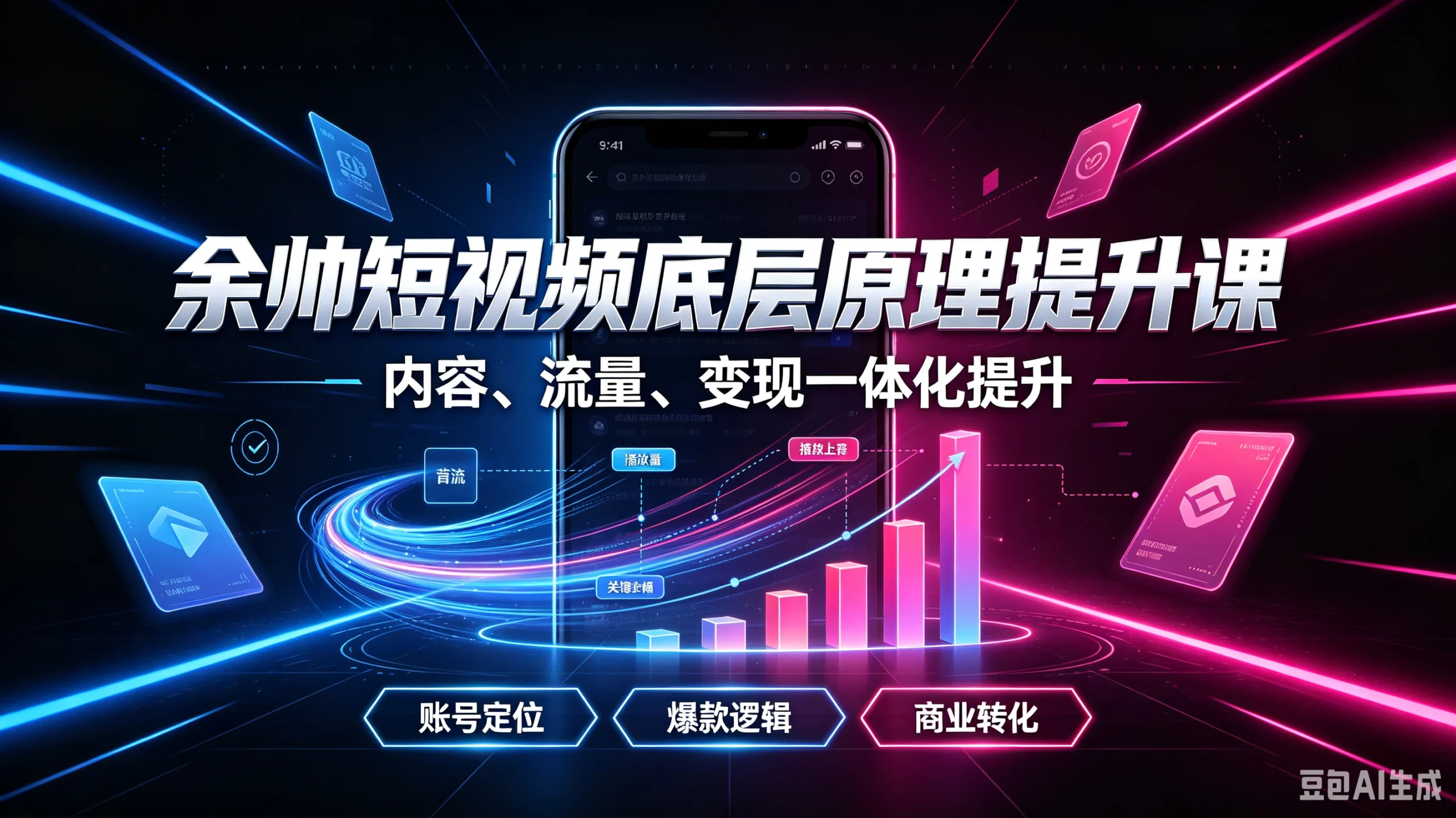 【精】余帅短视频底层原理提升课,内容、流量、变现一体化提升,账号定位、爆款逻辑、商业转化-淘米帮