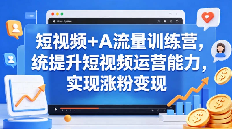 【精】短视频+AI流量训练营，统提升短视频运营能力，实现涨粉变现-淘米帮