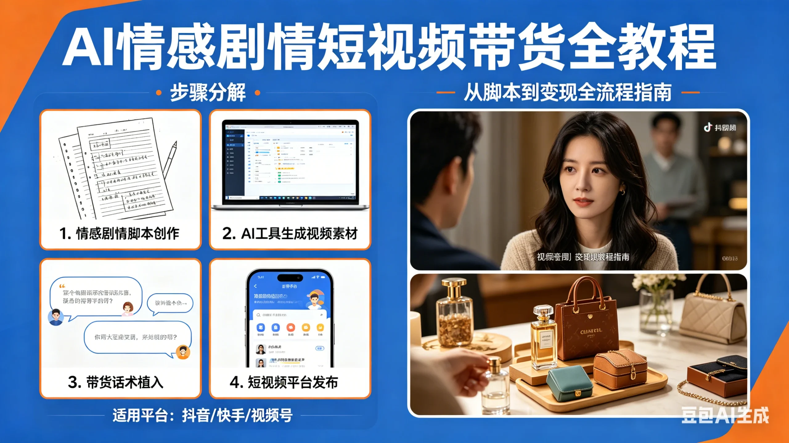 AI情感剧情短视频带货全教程,好操作,小白也能轻松实现短剧带货变现-淘米帮