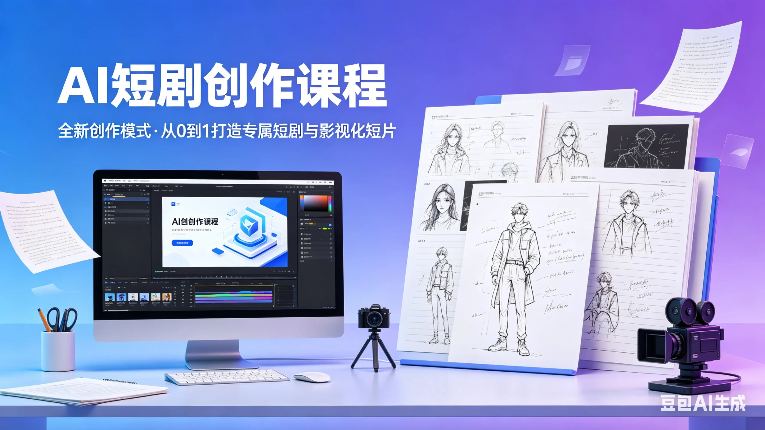 【精】AI短剧创作课程,全新创作模式,从0到1创作属于你自己的短剧和影视化短片-淘米帮