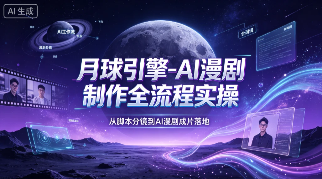 【精】月球引擎-AI漫剧制作全流程实操,从脚本分镜到AI漫剧成片落地-淘米帮