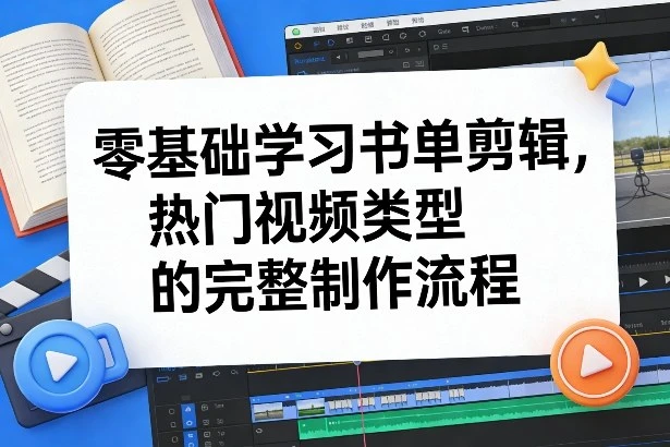 【精】零基础学习书单剪辑，热门视频类型的完整制作流程(更新2026)-淘米帮