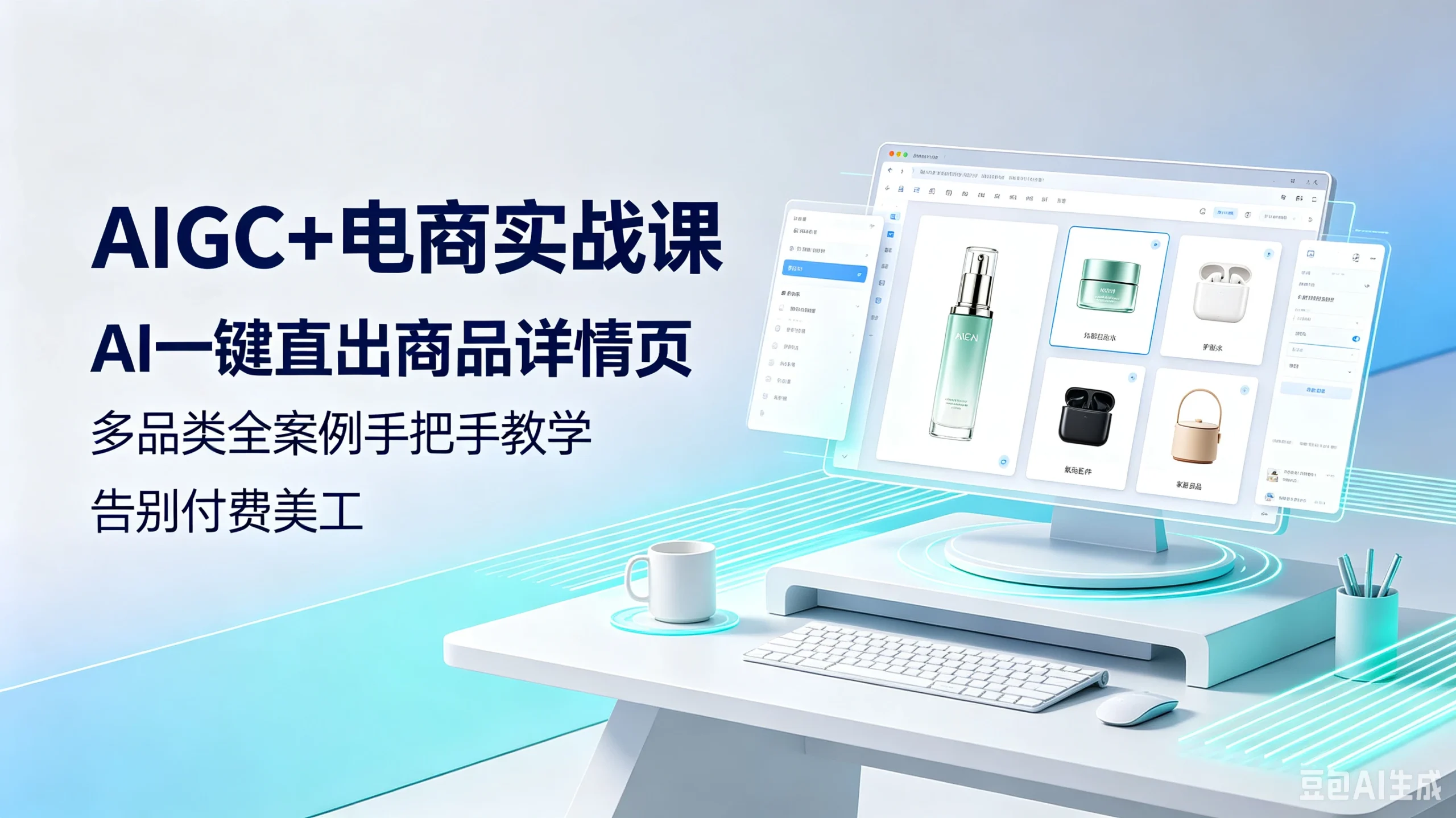 【精】AIGC+电商实战课AI一键直出商品详情页,多品类全案例手把手教学告别付费美工-淘米帮
