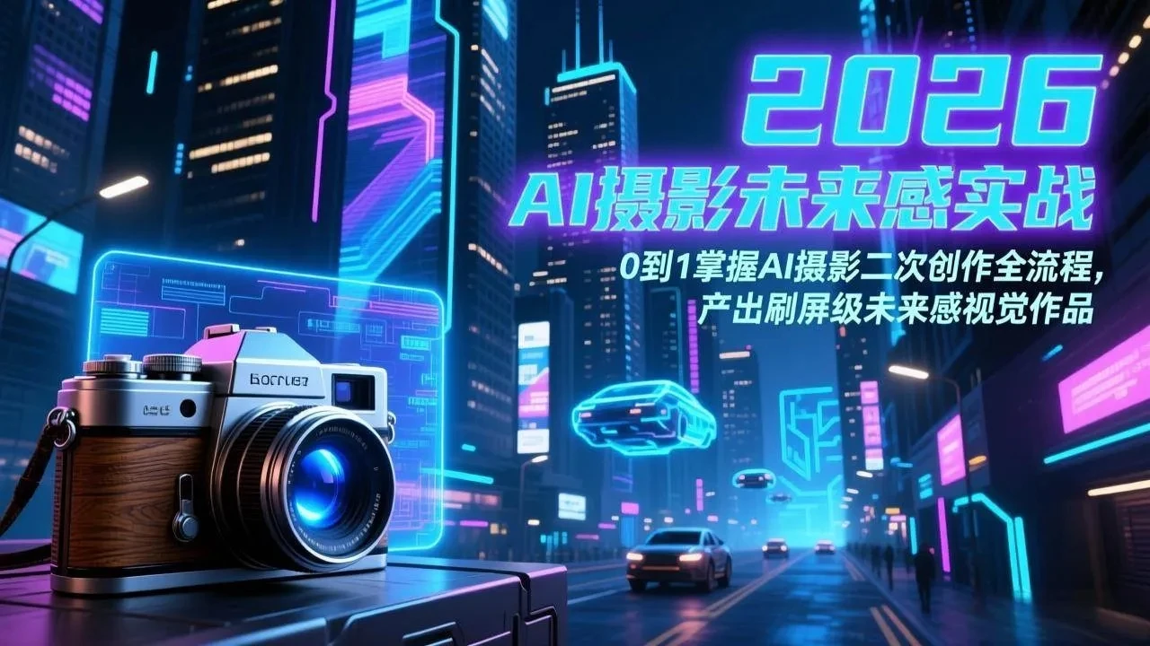【精】2026 AI摄影未来感实战:0到1掌握AI摄影二次创作全流程,产出刷屏级未来感视觉作品-淘米帮