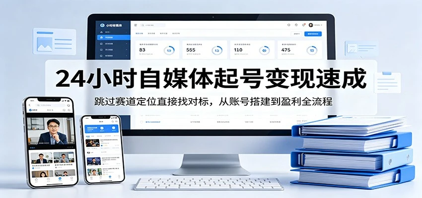 【精】24小时自媒体起号变现速成,跳过赛道定位直接找对标,从账号搭建到盈利全流程-淘米帮