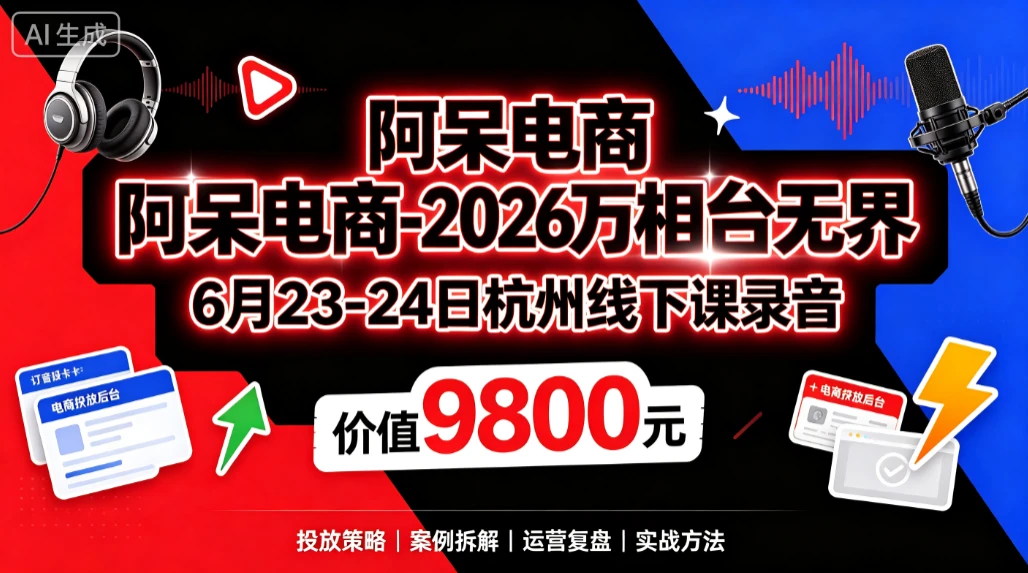 【精】阿呆电商-2026万相台无界6月23-24日杭州线下课录音(价值9800元)-淘米帮