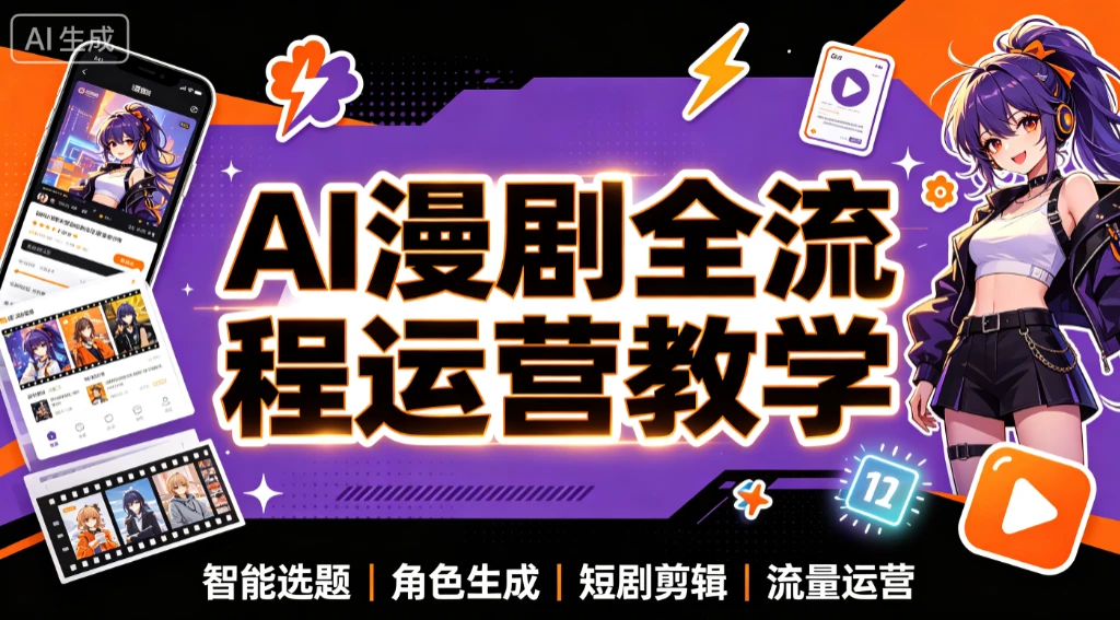 【精】AI漫剧全流程运营教学,从选题策划到账号增长,AI漫剧实战训练-淘米帮