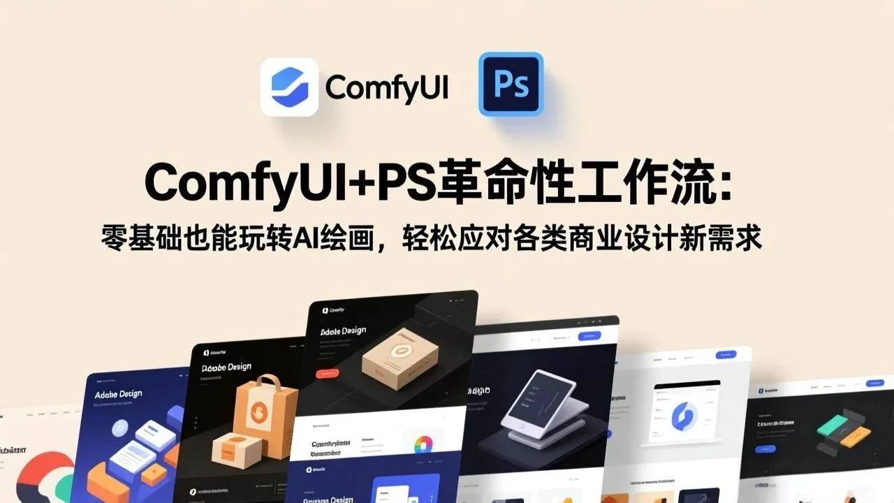 【精】ComfyUI+PS革命性工作流：零基础也能玩转AI绘画，轻松应对各类商业设计新需求-淘米帮
