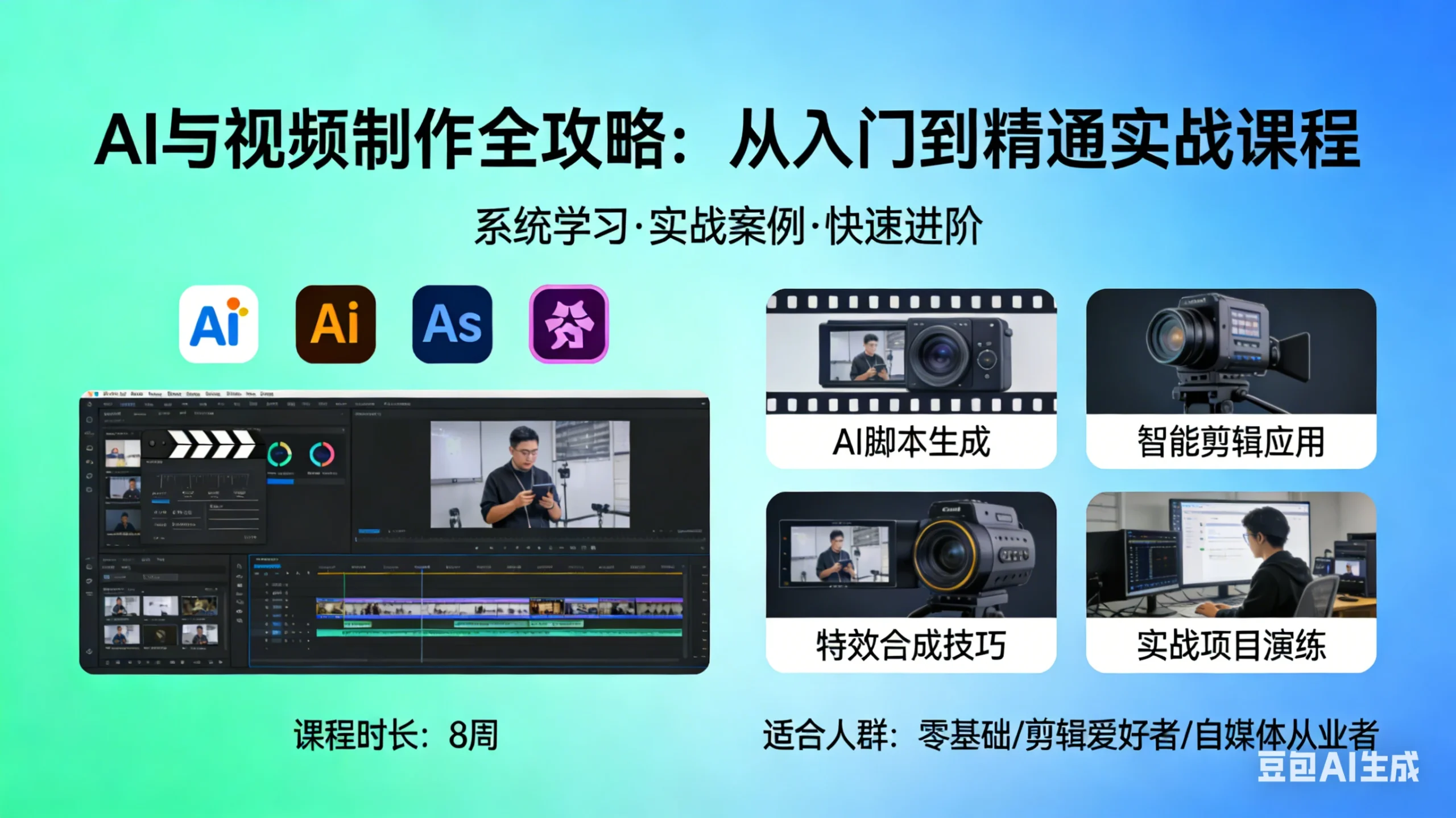 【精】AI与视频制作全攻略:从入门到精通实战课程-淘米帮