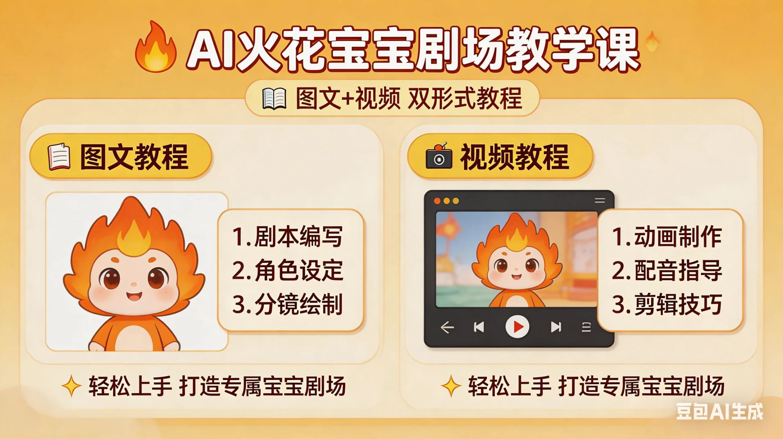 【精】AI火花宝宝宝宝剧场教学课,图文+视频双形式教程,解锁独家分成玩法,零基础也能快速入局变现-淘米帮