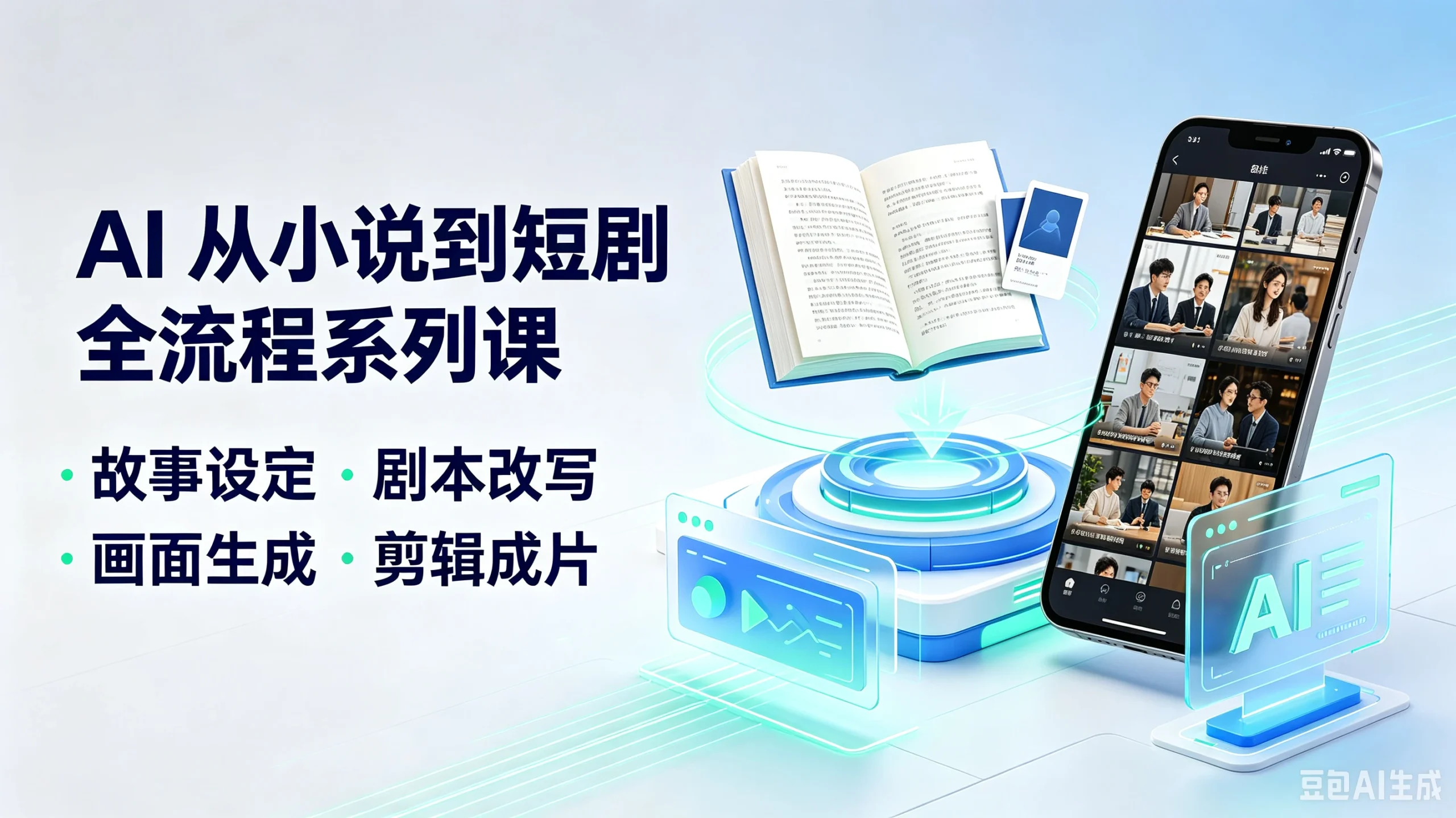 【精】AI从小说到短剧全流程系列课,故事设定·剧本改写、画面生成·剪辑成片-淘米帮