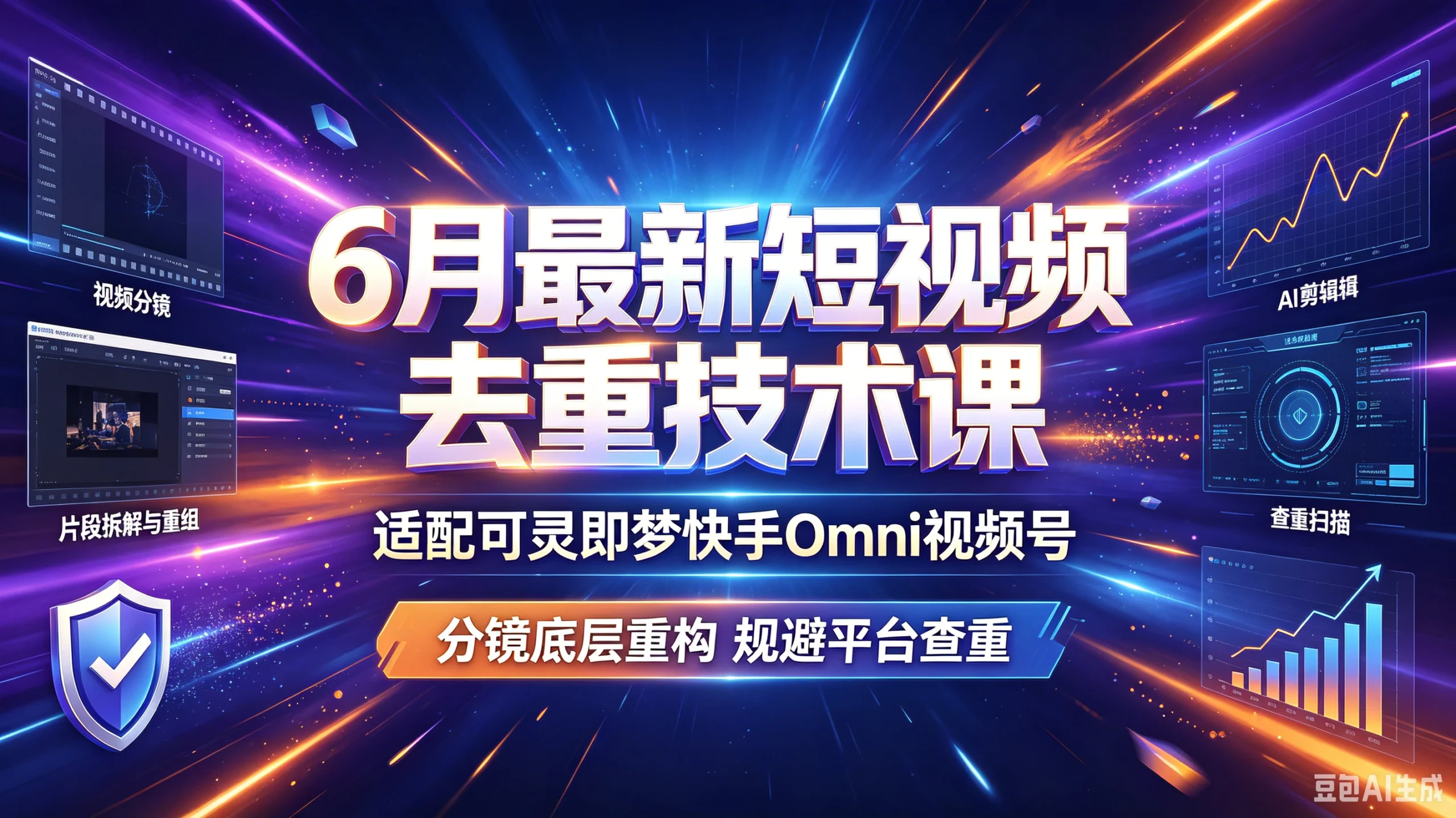 6月最新短视频去重技术课,适配可灵即梦快手Omni视频号,分镜底层重构规避平台查重-淘米帮