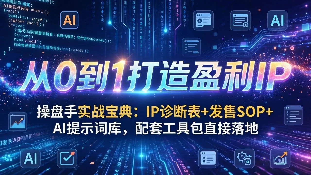 【精】操盘手实战宝典:IP诊断表+发售SOP+AI提示词库,配套工具包直接落地,从0到1打造盈利IP-淘米帮