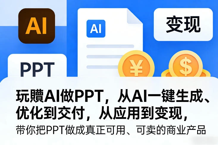 【精】玩赚AI做PPT 从生成优化到交付变现 零基础商业实战教程-淘米帮