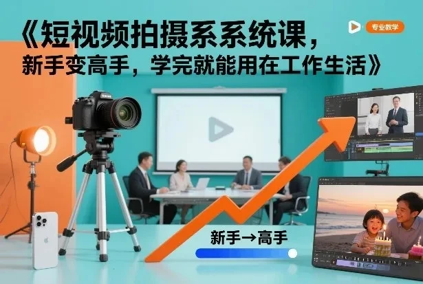 【精】短视频拍摄系统课，新手变高手，学完就能用在工作生活-淘米帮