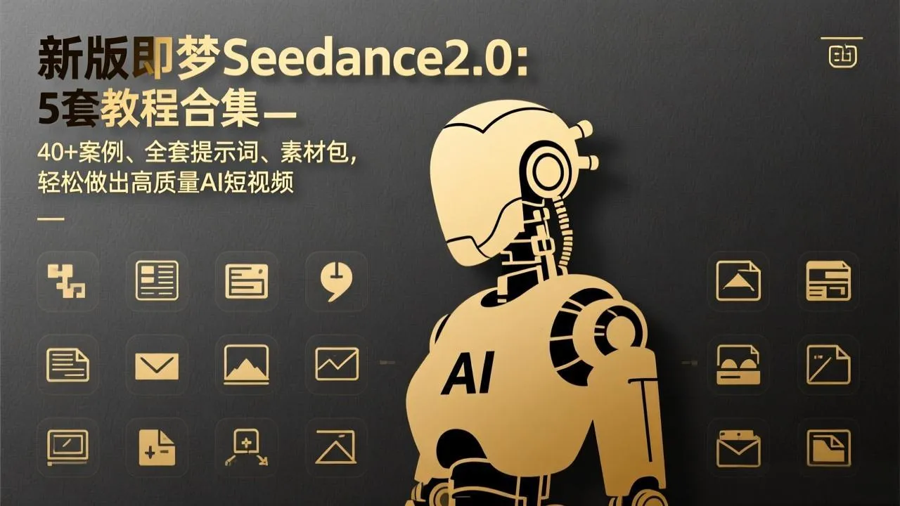 【精】新版即梦Seedance2.0:5套教程合集,40+案例、全套提示词、素材包,轻松做出高质量AI短视频-淘米帮