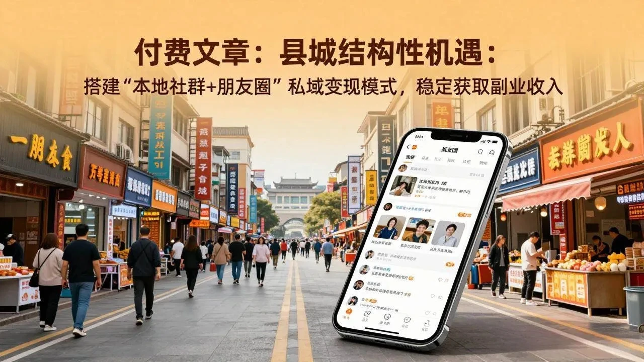 付费文章:县城结构性机遇:搭建“本地社群+朋友圈”私域变现模式,稳定获取副业收入-淘米帮