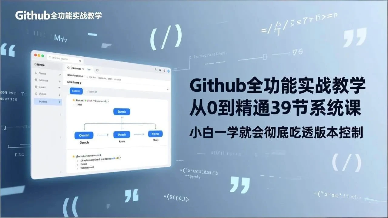 【精】GitHub-全功能实战教学，从0到精通39节系统课，小白一学就会彻底吃透版本控制-淘米帮