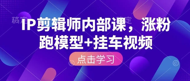 【精】IP剪辑师内部课,涨粉跑模型+挂车视频-淘米帮