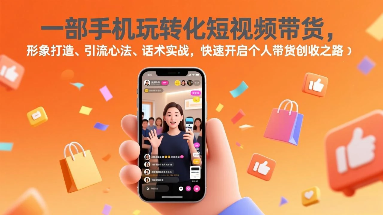 【精】一部手机玩转化短视频带货,形象打造、引流心法、话术实战,快速开启个人带货创收之路-淘米帮
